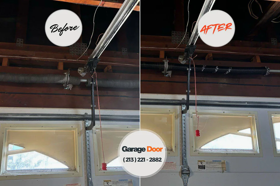 Before and after: garage door repair Cheshire Village, CT